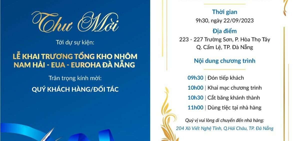 Thư mời tham dự: Khai trương Tổng kho chi nhánh Đà Nẵng